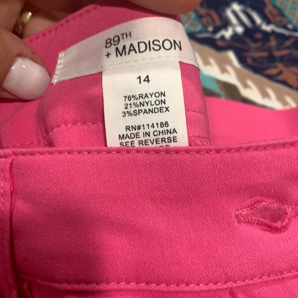 Size 14 Pink pants 89th & madison NWT